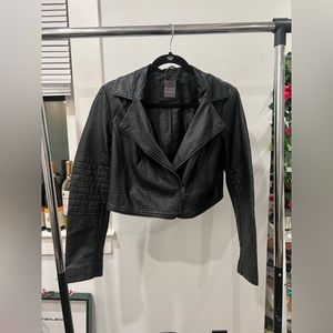Primark cropped black leather jacket